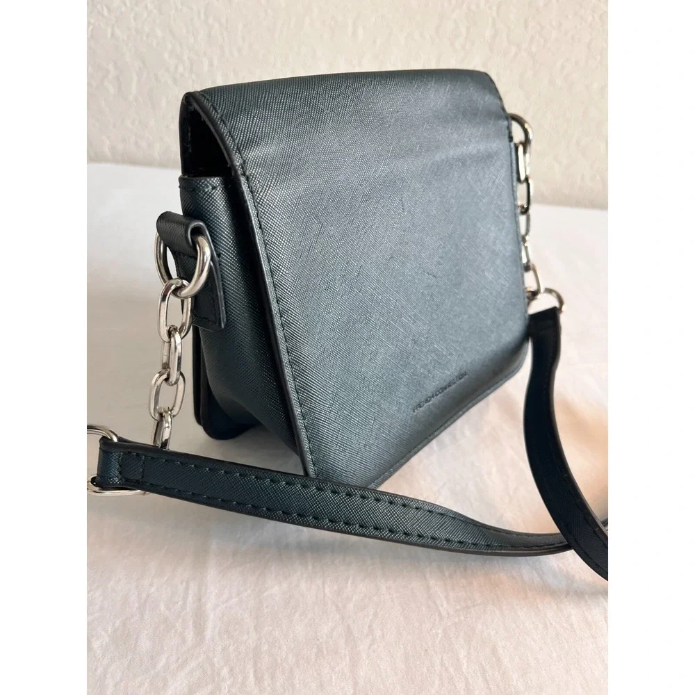 French Connection Chain‎ Zip Shoulder Bag Clutch Navy Blue Cross Body Handbag